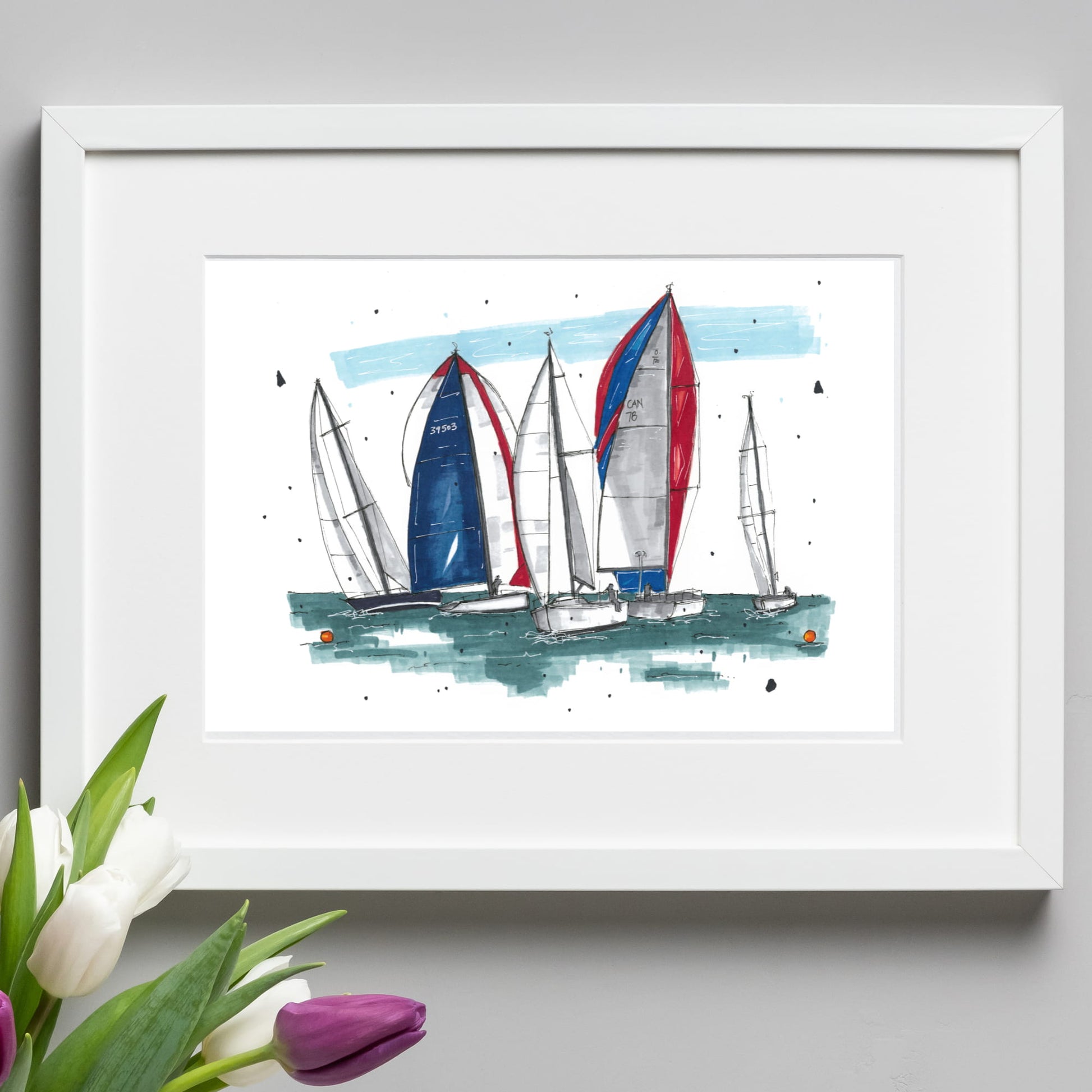 DTS0078 - Chester Race Week - Sailboats, Art Print - Artwork Print Sketch 2 - Downtown Sketcher (3)