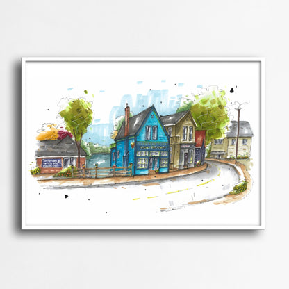 DTS0135 Main Street Mahone Bay, Print, Downtown Sketcher, Wynand van Niekerk