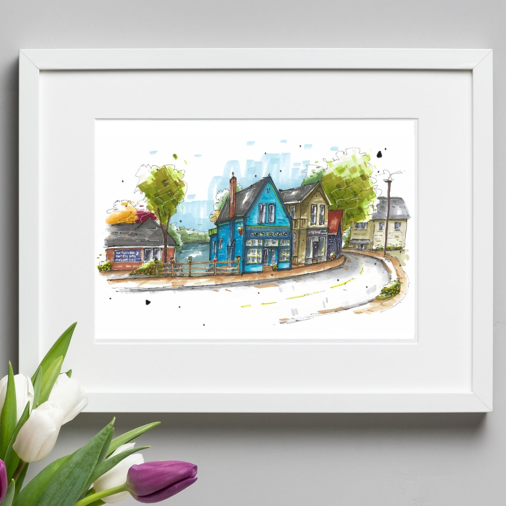 DTS0135 Main Street Mahone Bay, Print, Downtown Sketcher, Wynand van Niekerk