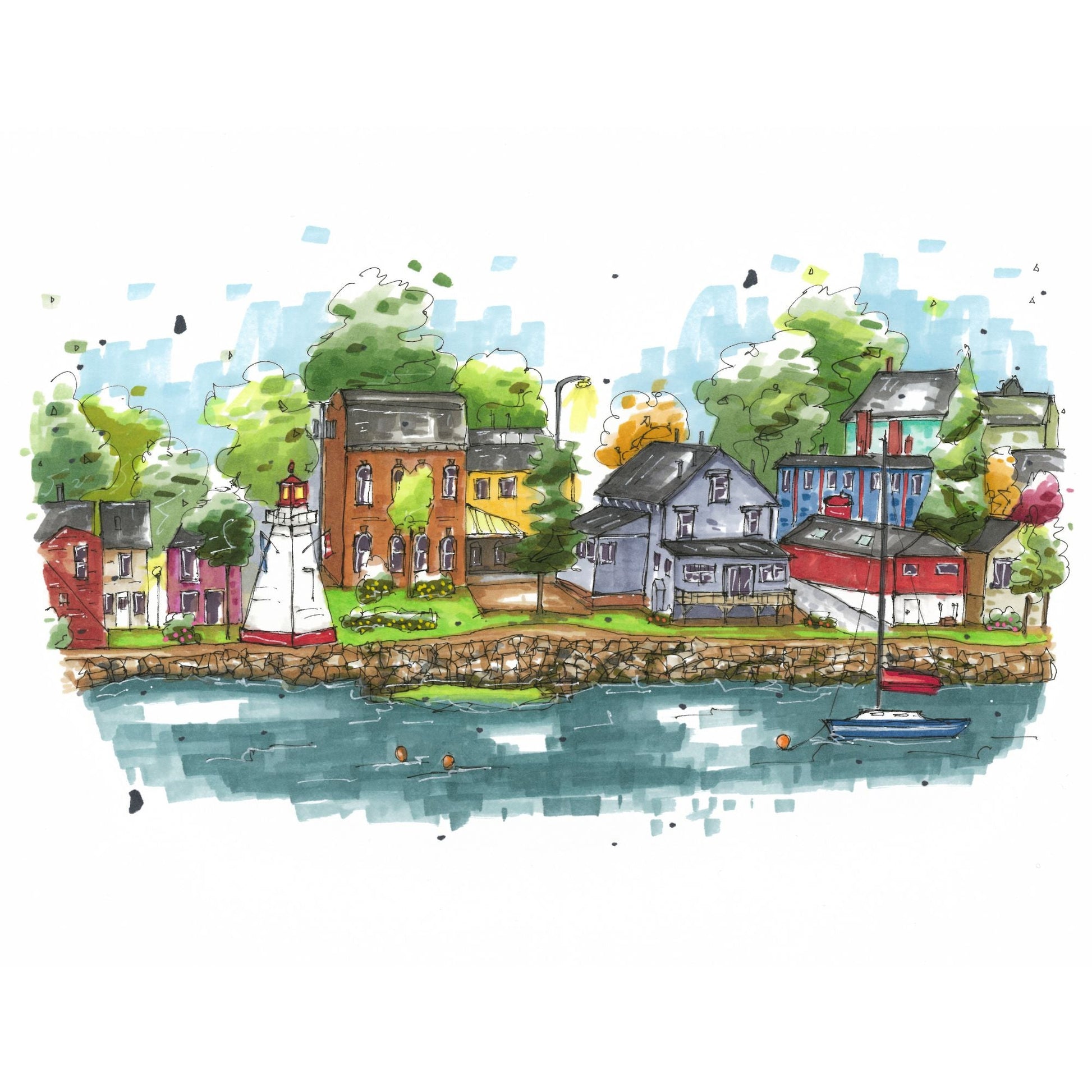 DTS0139 Annapolis Royal Waterfront, The Cradle of our Nation, Print, Downtown Sketcher, Wynand van Niekerk