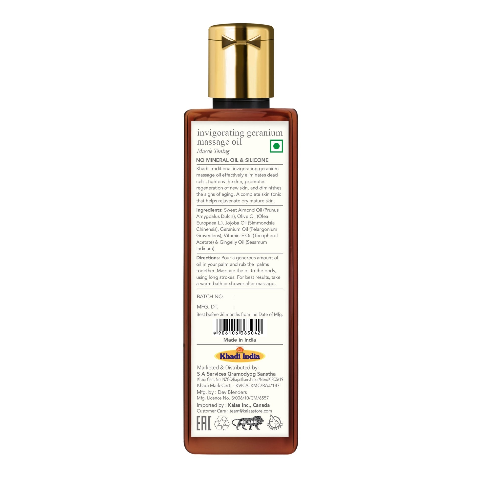 Khadi Traditional Invigorating Geranium Massage Oil