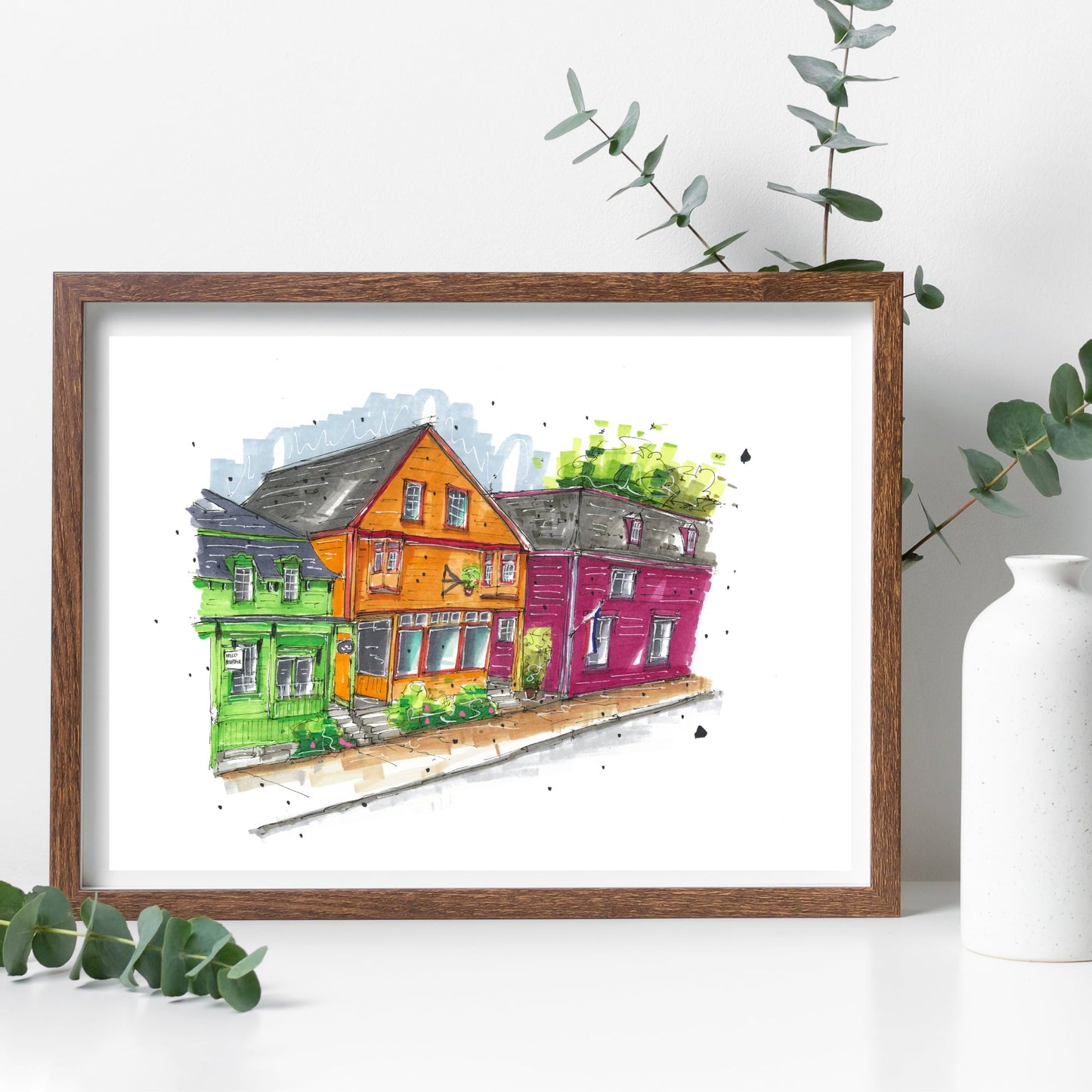 Hello Beautiful, Lunenburg, Nova Scotia, Print, Downtownsketcher, Wynand van Niekerk, DTS0075