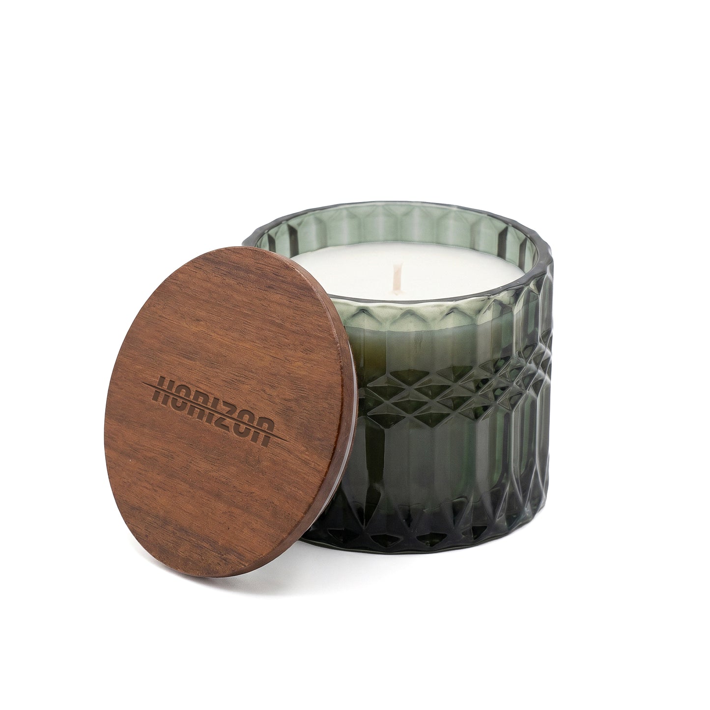 HORIZON 10 oz GLASS CANDLE WITH ACACIA WOOD LID