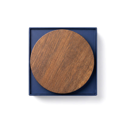 10 oz PATTERNED HOLIDAY GLASS CANDLE WITH ACACIA WOOD LID