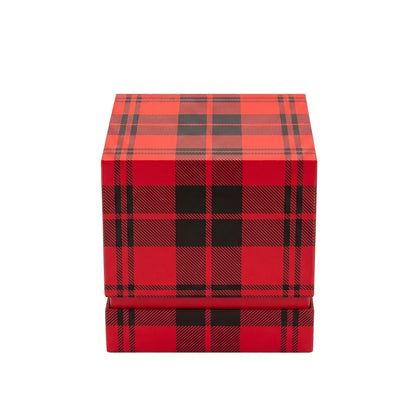 10 oz PATTERNED HOLIDAY GLASS CANDLE WITH ACACIA WOOD LID