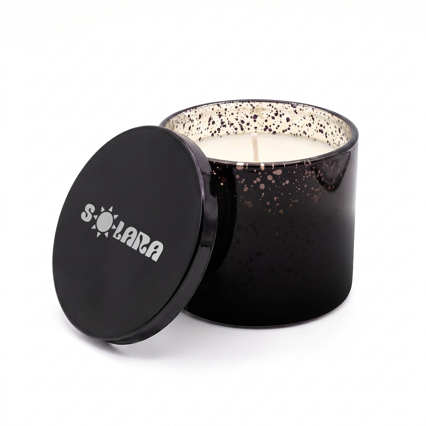 SOLARA 10 oz METALLIC GLASS CANDLE WITH TIN LID