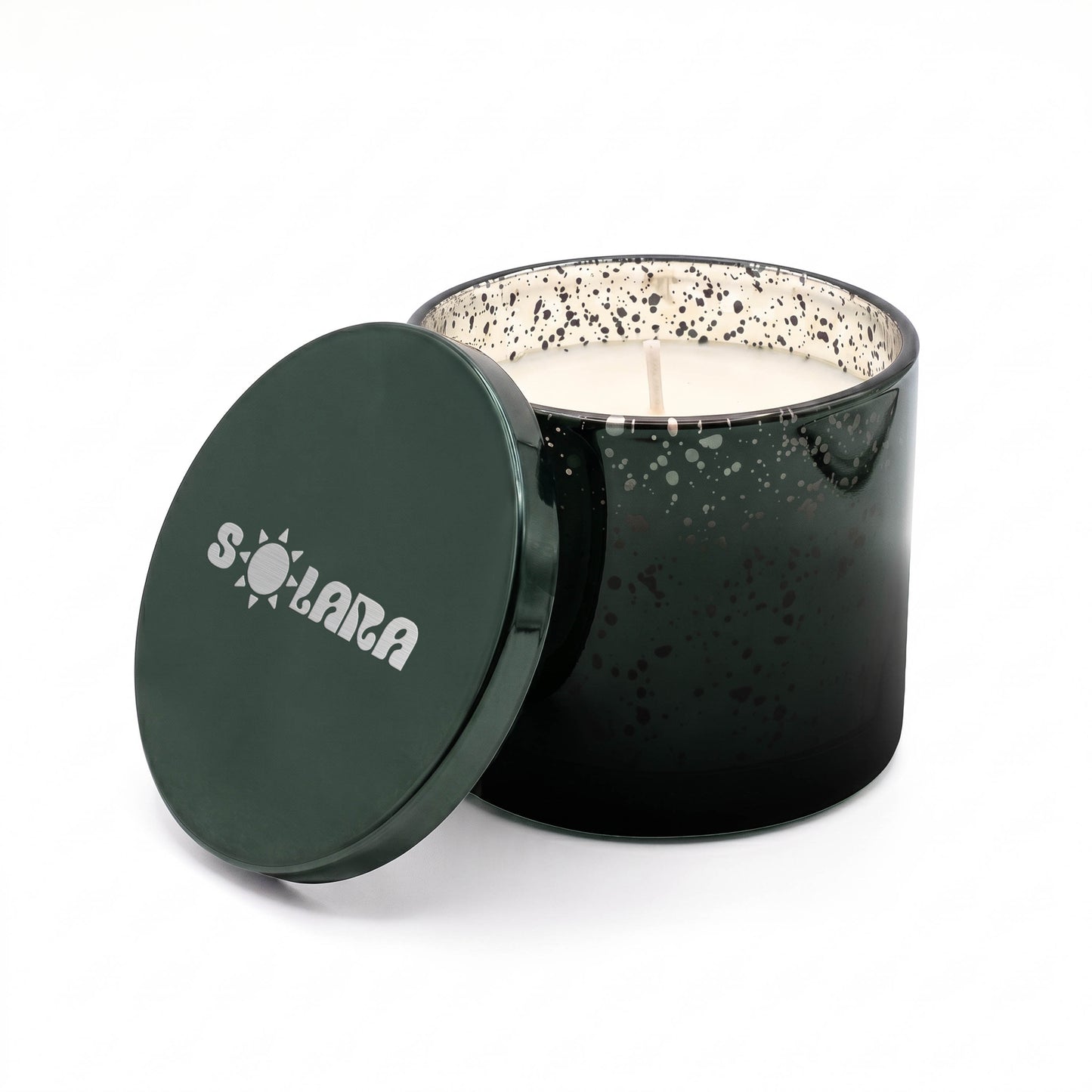 SOLARA 10 oz METALLIC GLASS CANDLE WITH TIN LID