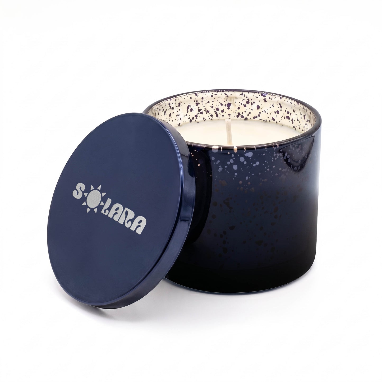 SOLARA 10 oz METALLIC GLASS CANDLE WITH TIN LID