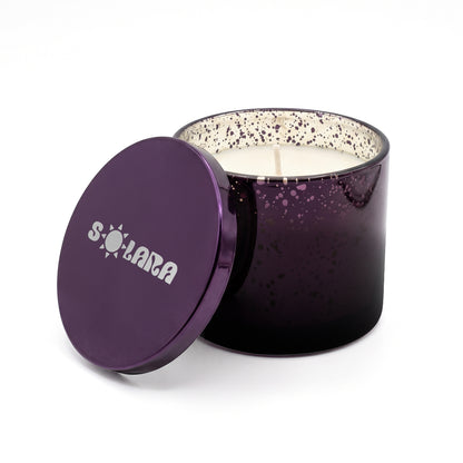 SOLARA 10 oz METALLIC GLASS CANDLE WITH TIN LID