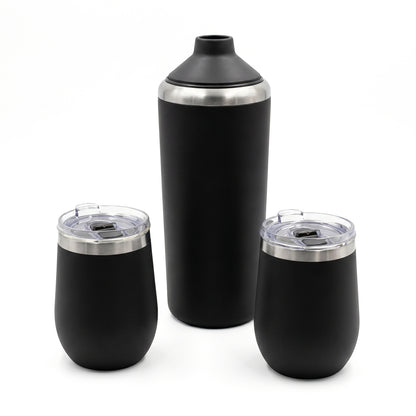GLACIER STAINLESS STEEL WINE CHILLER AND TUMBLER SET