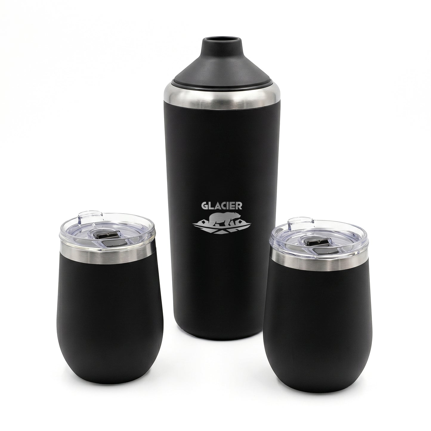 GLACIER STAINLESS STEEL WINE CHILLER AND TUMBLER SET