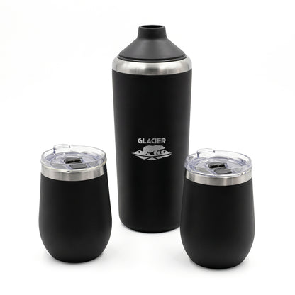 GLACIER STAINLESS STEEL WINE CHILLER AND TUMBLER SET