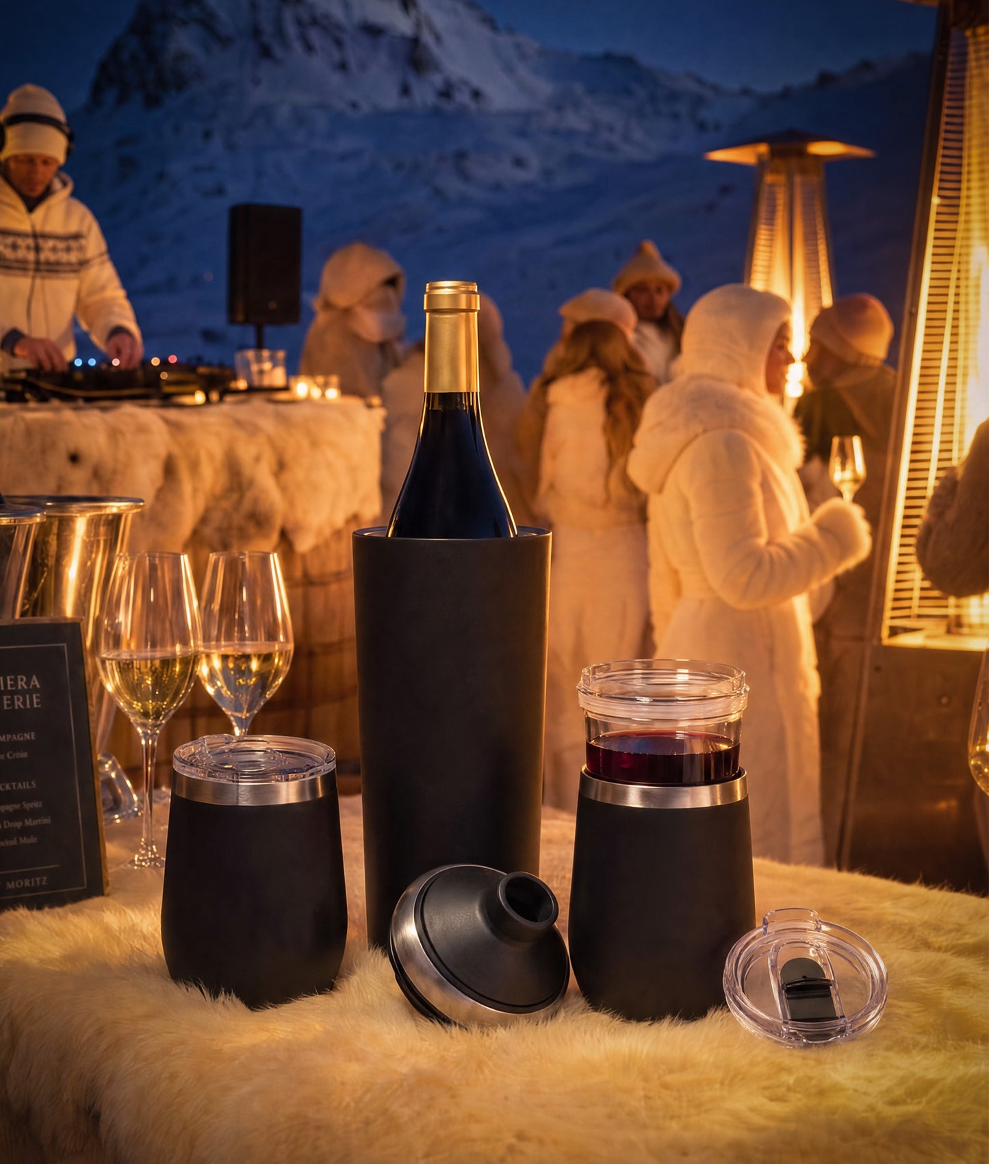GLACIER STAINLESS STEEL WINE CHILLER AND TUMBLER SET
