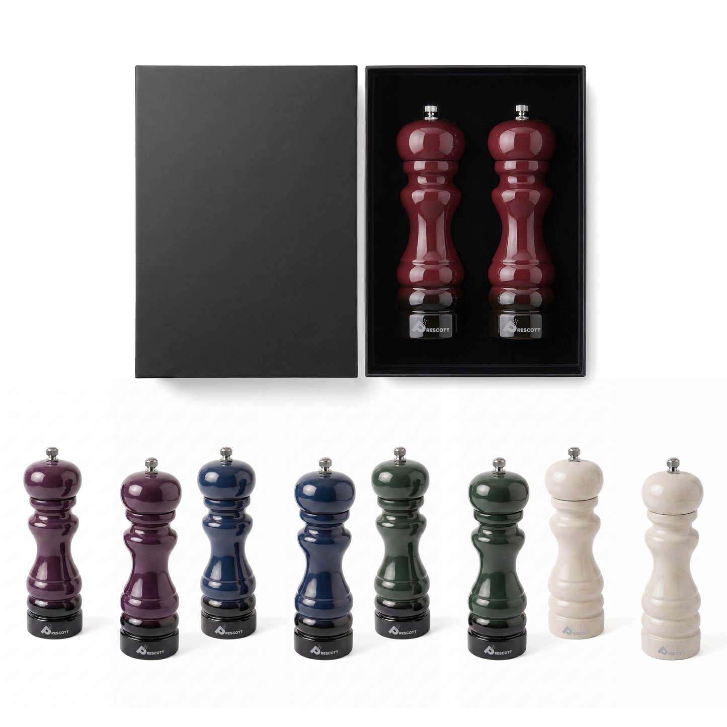 PRESCOTT OAK WOOD SALT AND PEPPER MILL SET