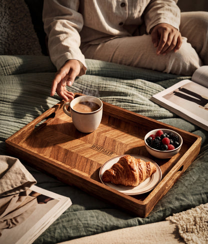 ACACIA WOOD HERRINGBONE SERVING TRAY