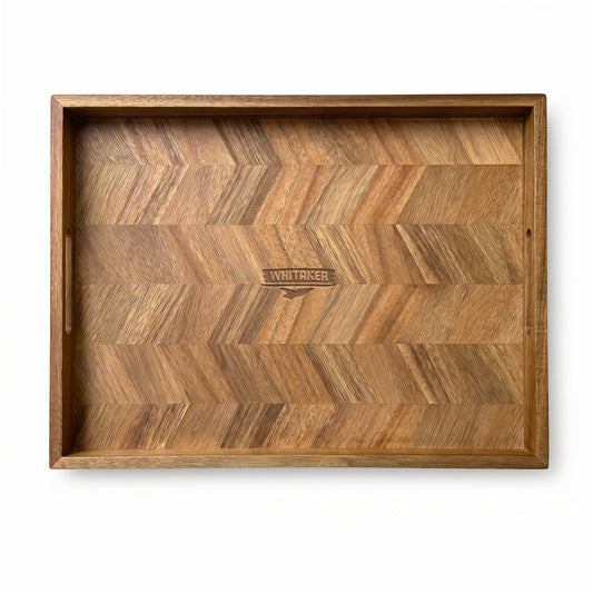 ACACIA WOOD HERRINGBONE SERVING TRAY