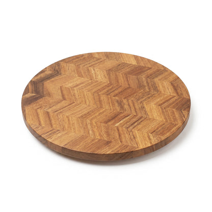ACACIA WOOD HERRINGBONE LAZY SUSAN