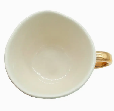 Stoneware Blue Pattern with Gold Handle Mug - 350 ml / 12 oz