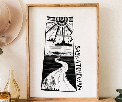 Canada / Province Black & White Art Prints (4 sizes)