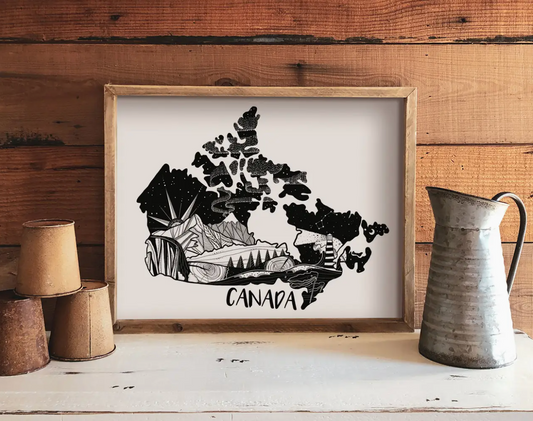 Canada / Province Black & White Art Prints (4 sizes)