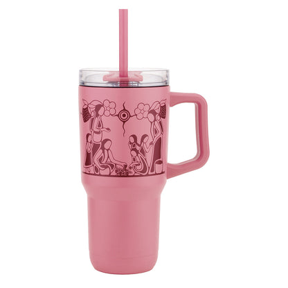 Indigenous Art Insulated Tumbler with Straw - 32 oz