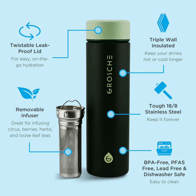 Insulated Infuser Stainless Steel Flask, 16oz