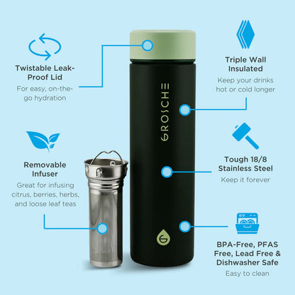 Insulated Infuser Stainless Steel Flask, 16oz