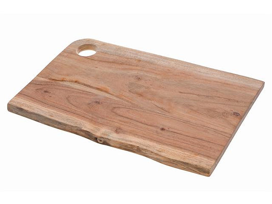 ACACIA WOOD LIVE EDGE SERVING BOARD WITH ROUND HANDLE