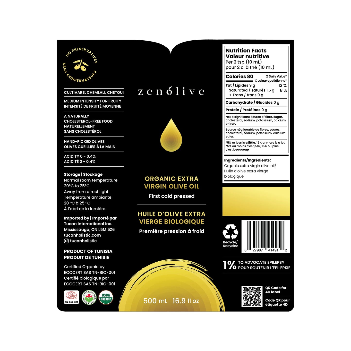 Zenolive Organic Extra Virgin Olive Oil - Gold Medal Winner (500g)