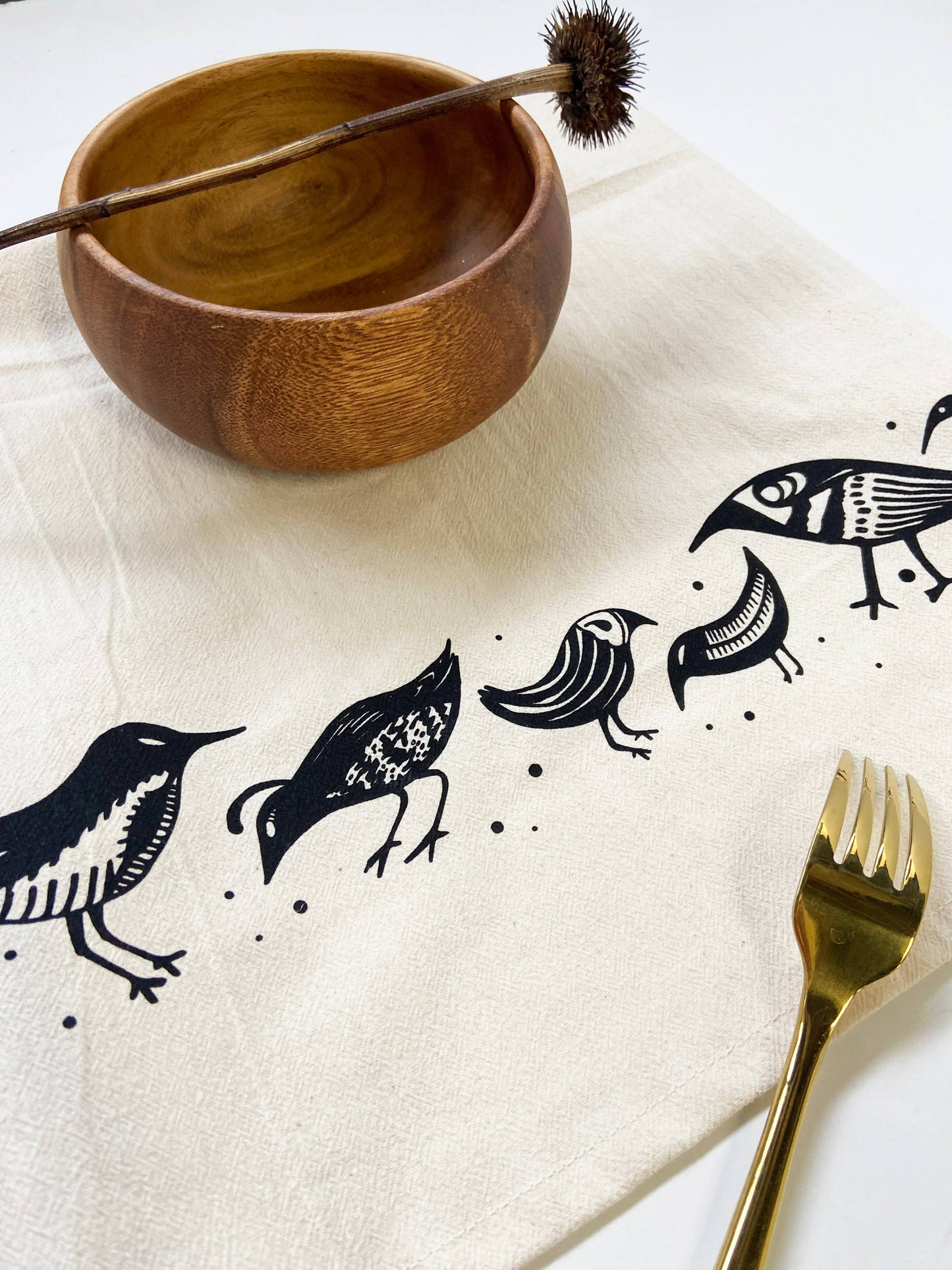 Birdies Organic Tea Towel Black - 20x24