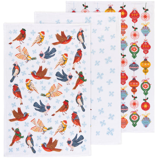 Jubilee Season's Tweetings Christmas Dishtowels Set of 2