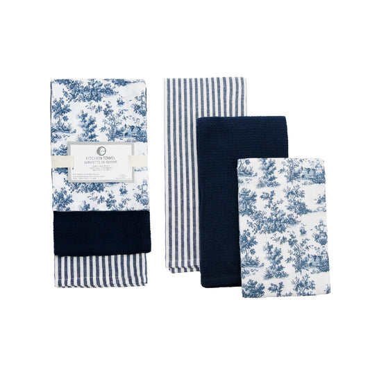 3 Pack Kitchen Towel Set Garden (Print, Stripes)