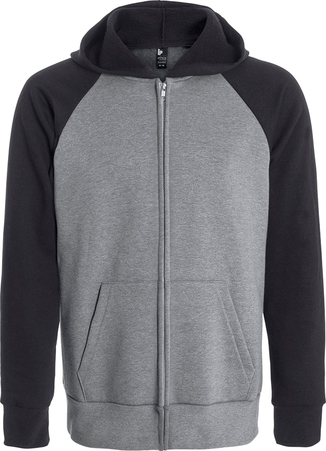 Unisex hooded full zip and raglan sleeve sweatshirt - Made in Canada