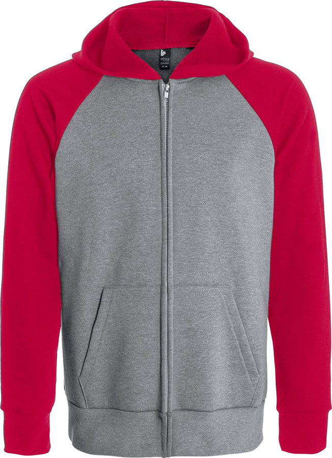 Unisex hooded full zip and raglan sleeve sweatshirt - Made in Canada