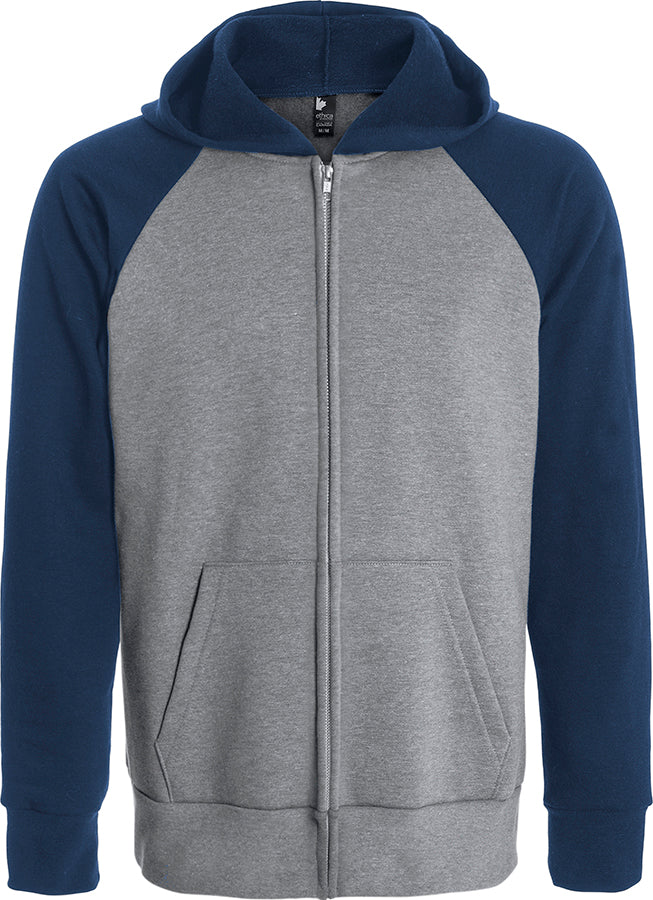 Unisex hooded full zip and raglan sleeve sweatshirt - Made in Canada