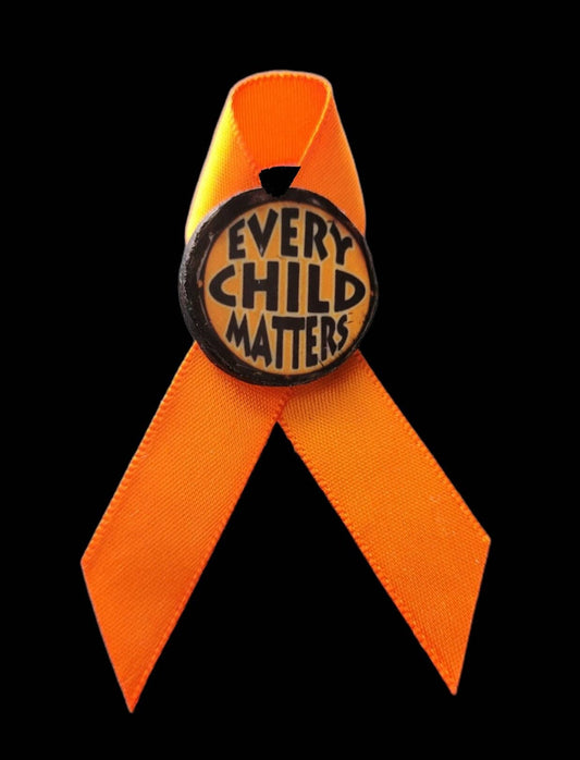 Indigenous Made Every Child Matters Pin and Awareness Ribbon With Wood Lapel Pin