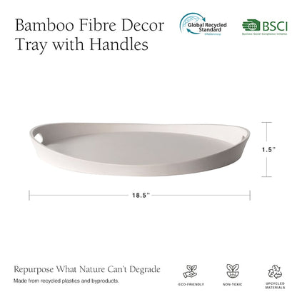 18.5" Bamboo Fibre Decor Tray with Handles