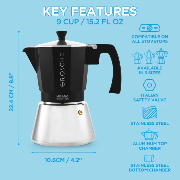 MILANO Stovetop Espresso Maker, Moka Pot